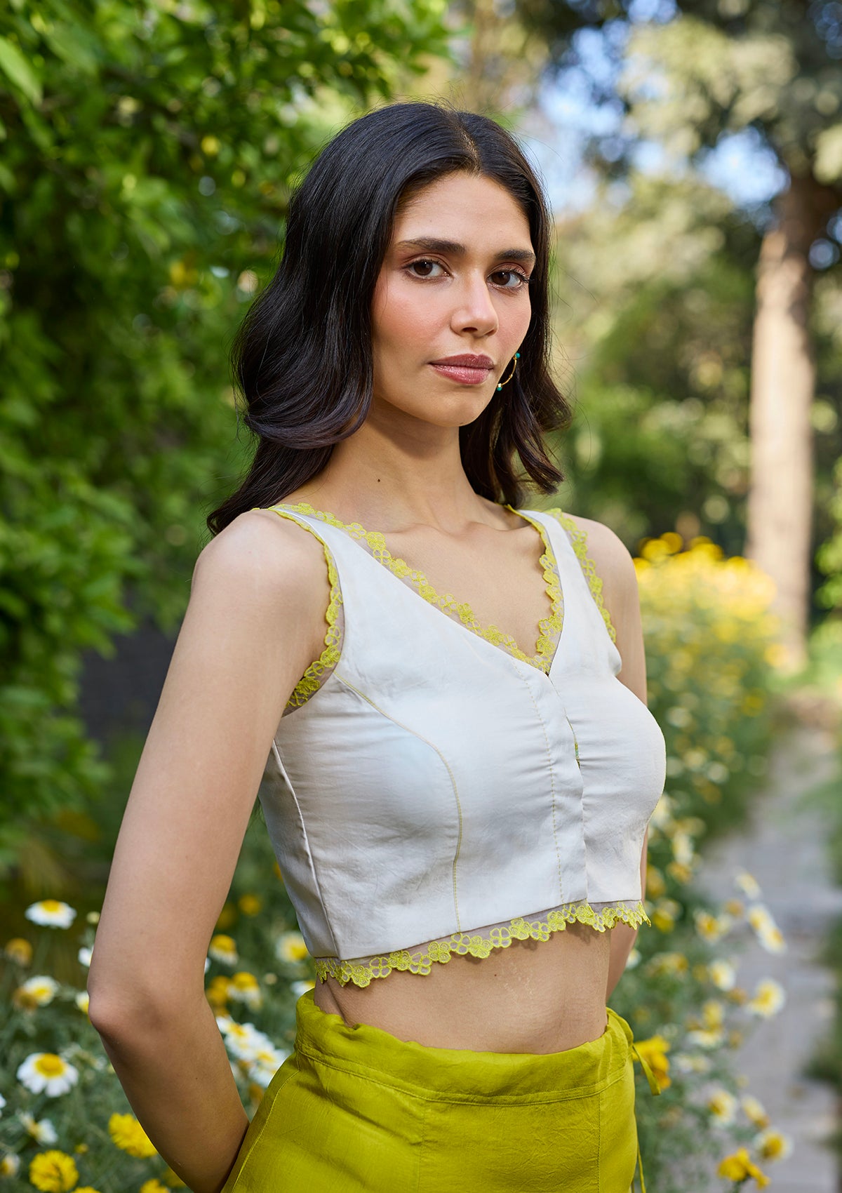 Petal &amp; Path Ivory Embroidered Blouse
