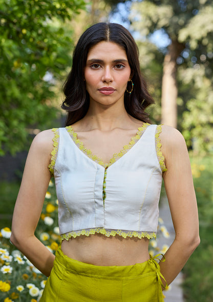 Petal &amp; Path Ivory Embroidered Blouse