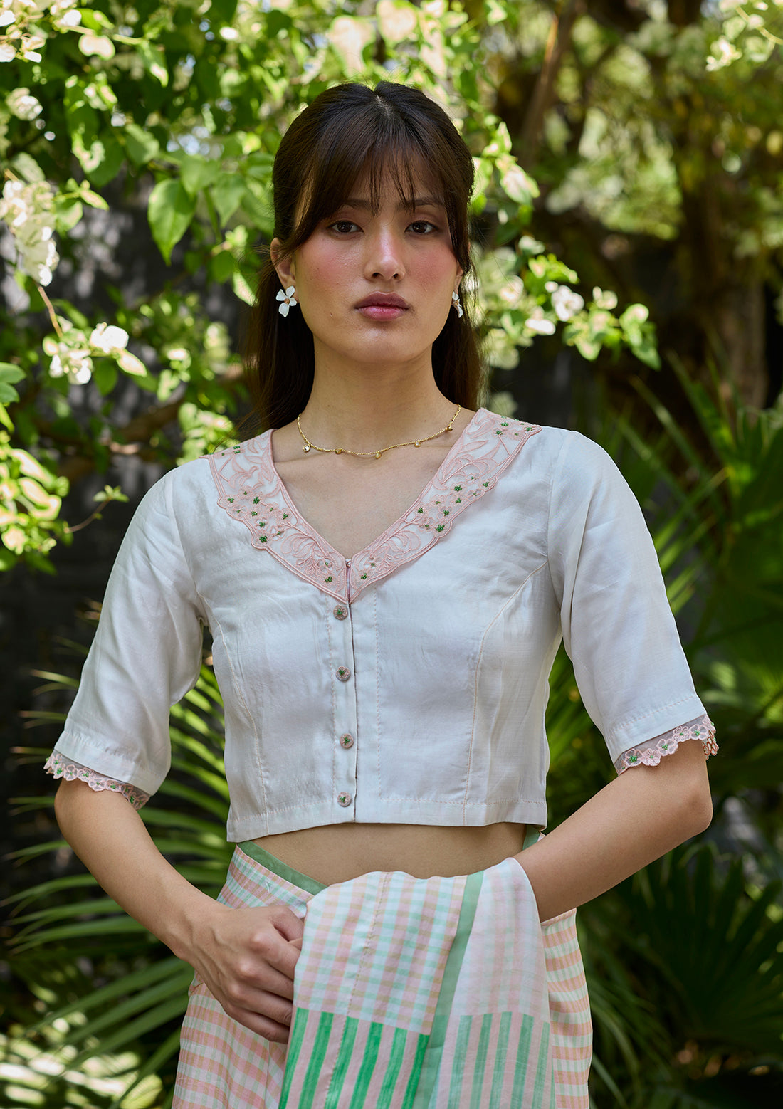 English Morning Ivory Embroidered Blouse