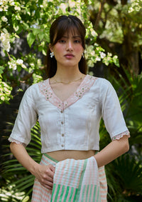 English Morning Ivory Embroidered Blouse