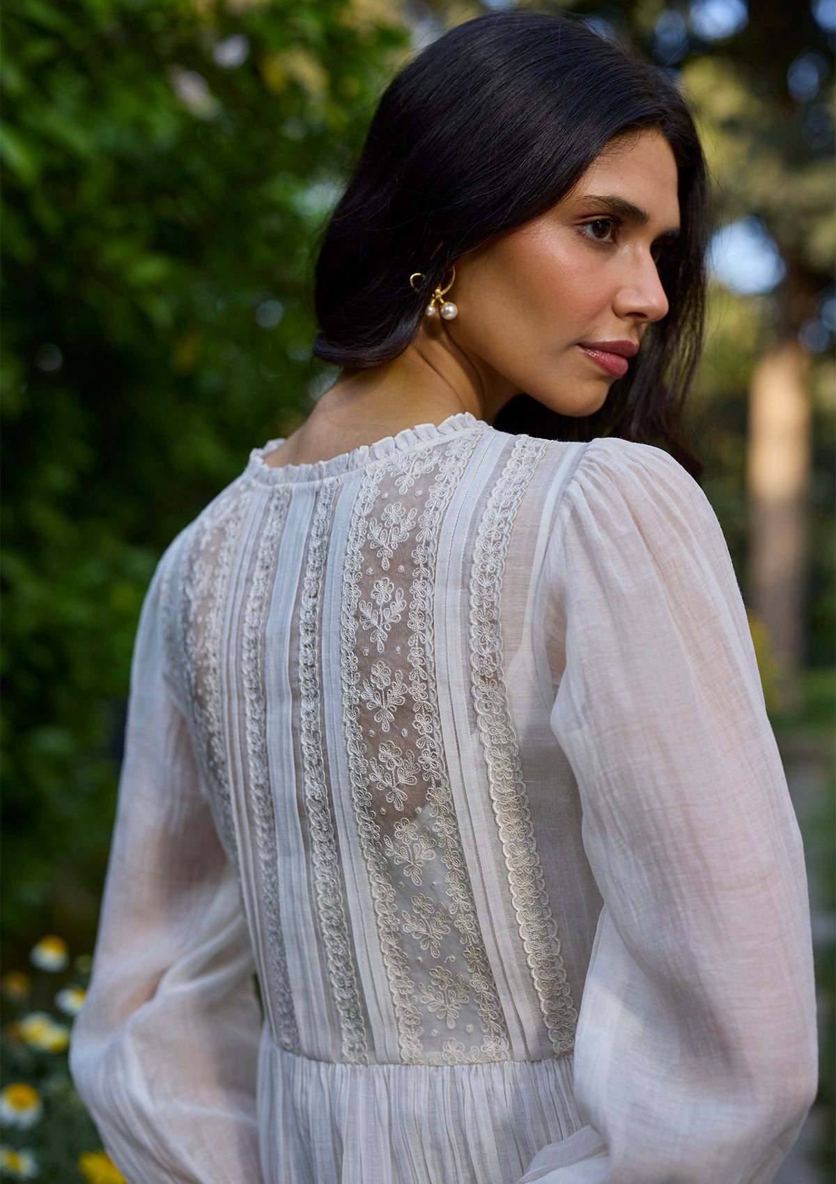 Wander Trail Ivory Embroidered Dress