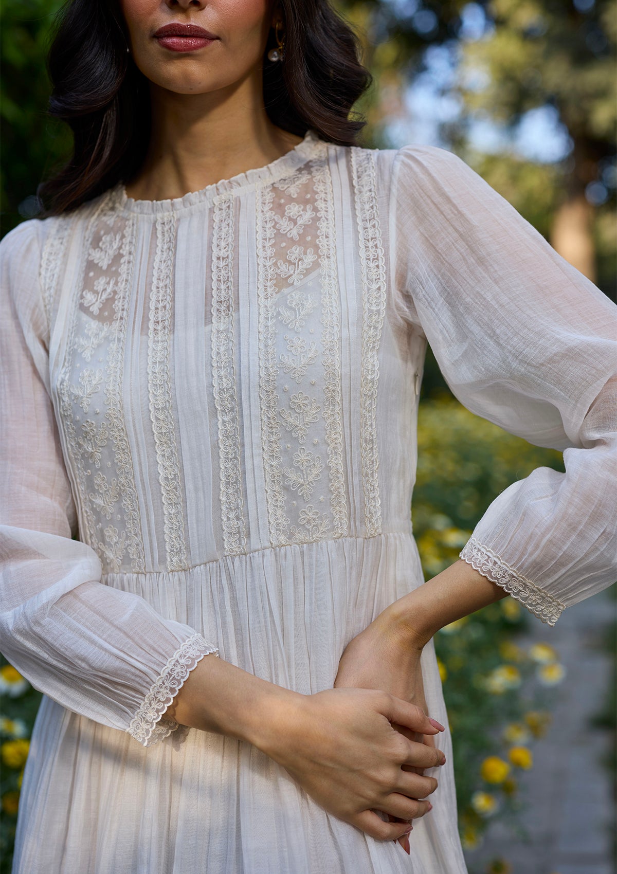 Wander Trail Ivory Embroidered Dress