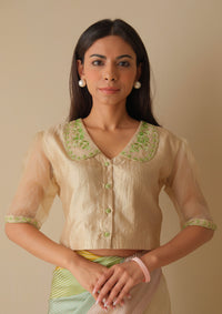 Sunlit Morning Embroidered Beige Blouse