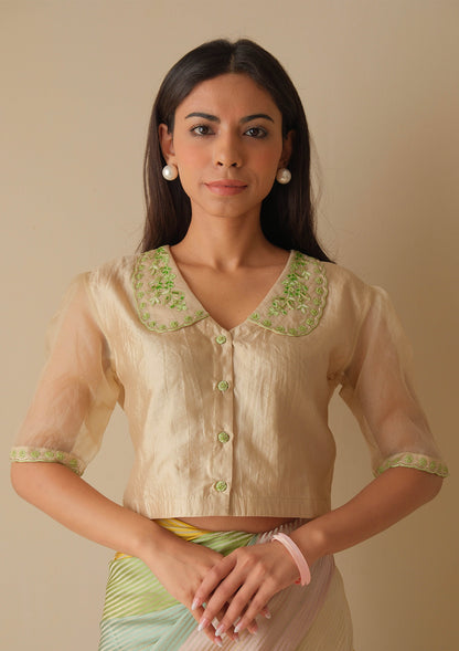 Sunlit Morning Embroidered Beige Blouse