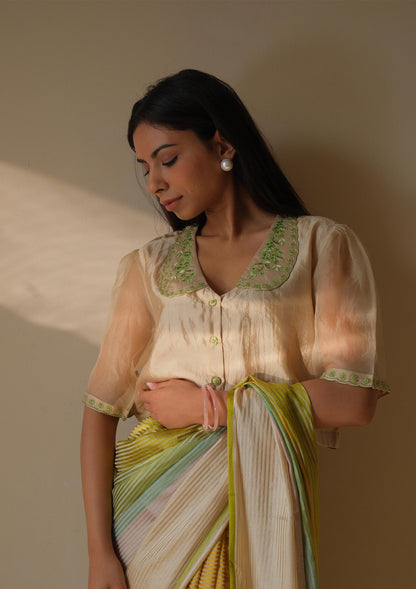 Sunlit Morning Embroidered Beige Blouse
