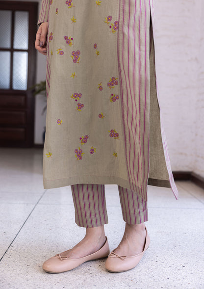 Tender Petals Clay Kurta Set