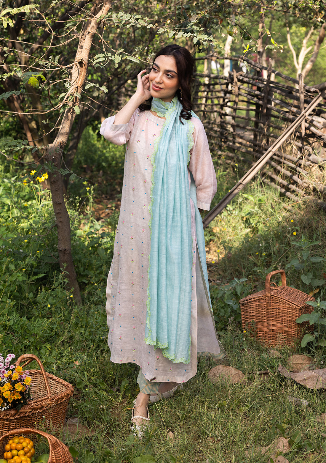 Ethereal Silk Khadi Blue Dupatta