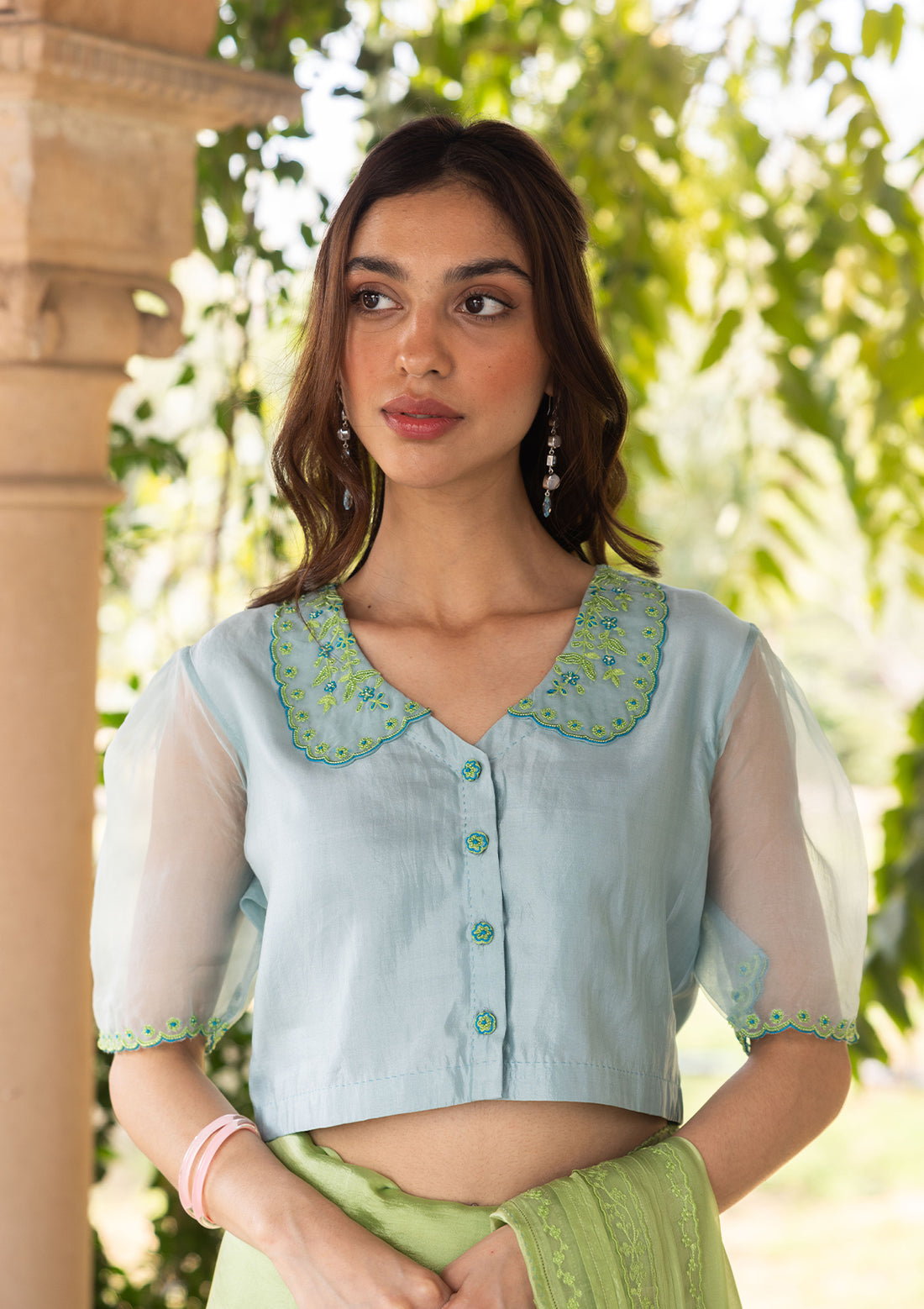 Sunlit Morning Embroidered Blue Blouse