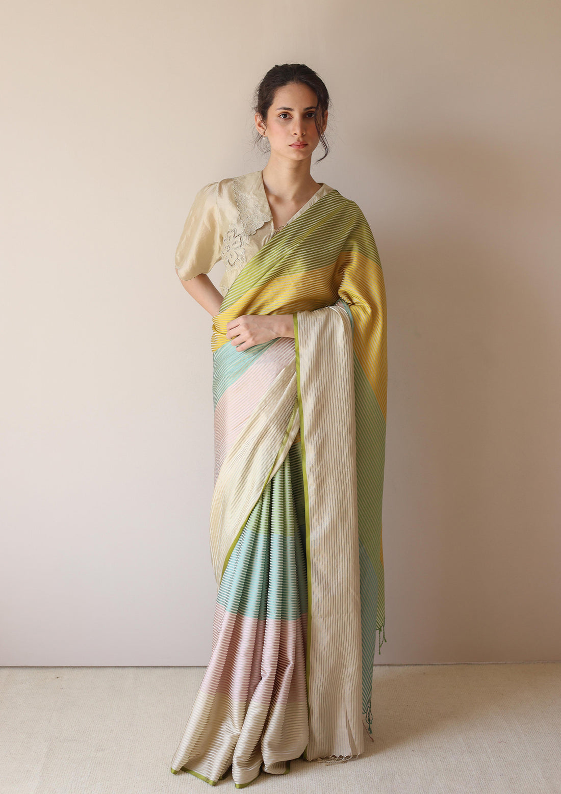 Dawn-to-Dusk Striped Saree