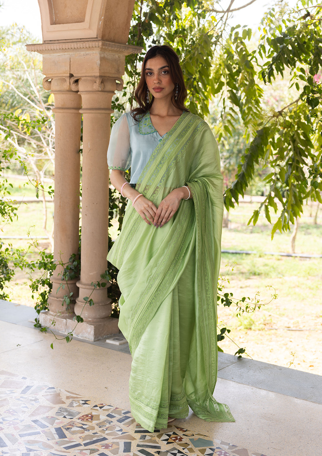 Whispering Ivy Green Saree