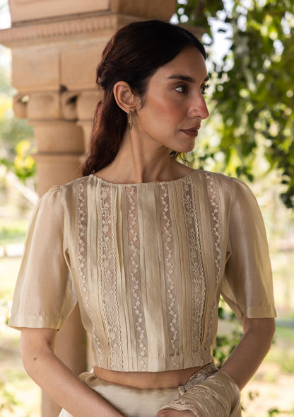 Whispering Ivy Beige Saree