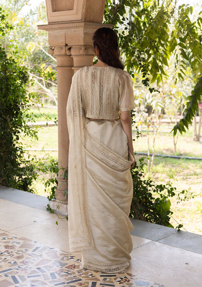 Whispering Ivy Beige Saree