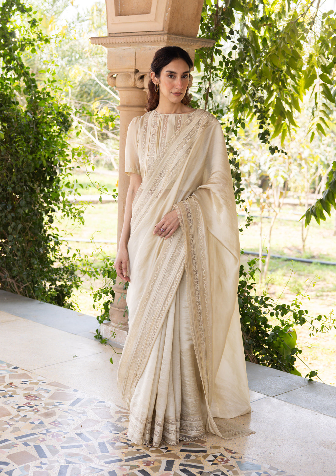 Whispering Ivy Beige Saree