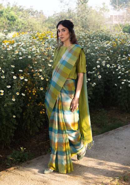 Entwined Checkered Saree
