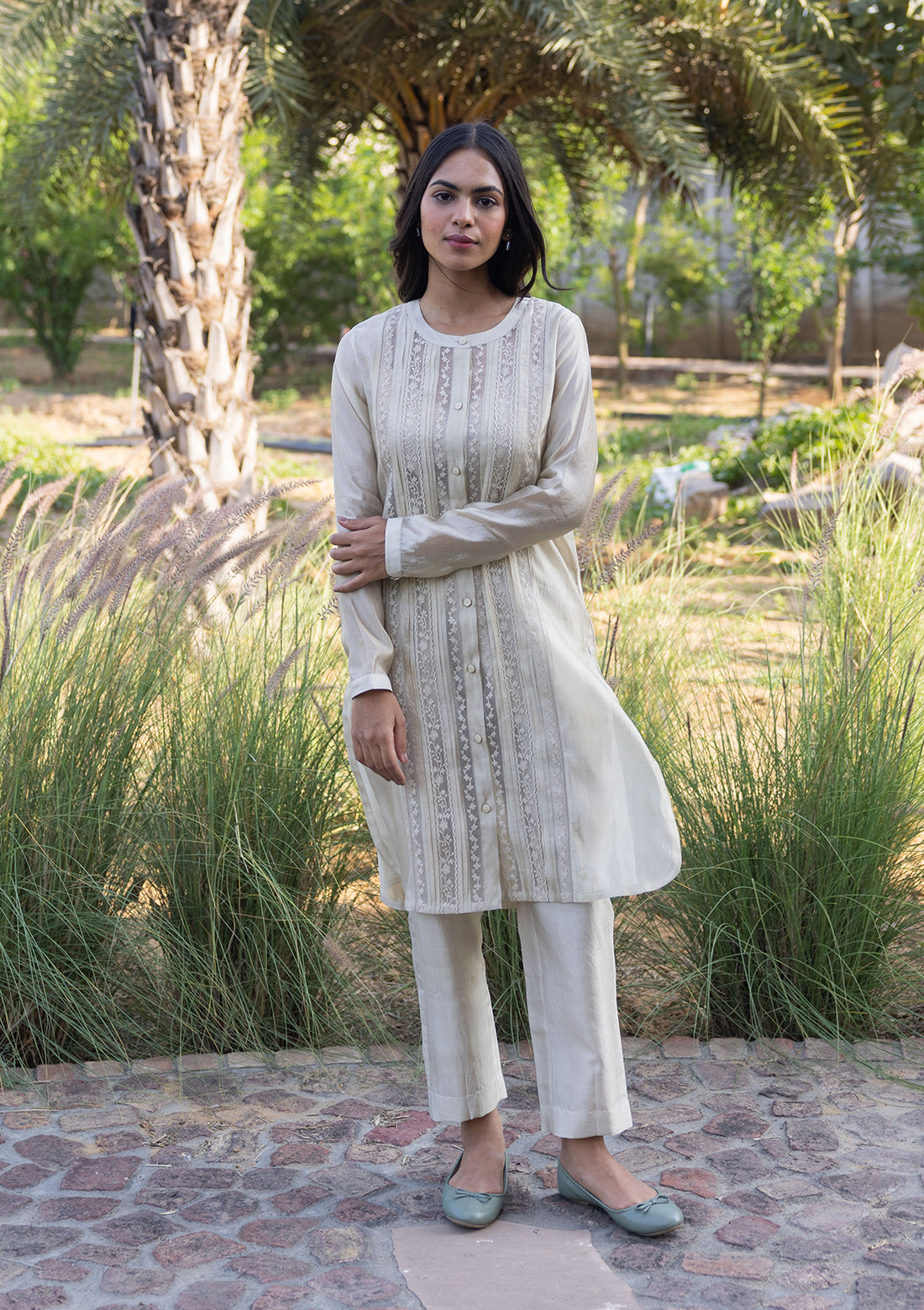 Whispering Ivy Beige Kurta Set