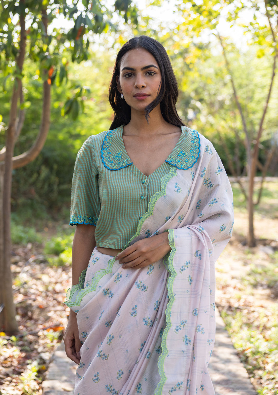 Sweet Caress Embroidered Green Blouse