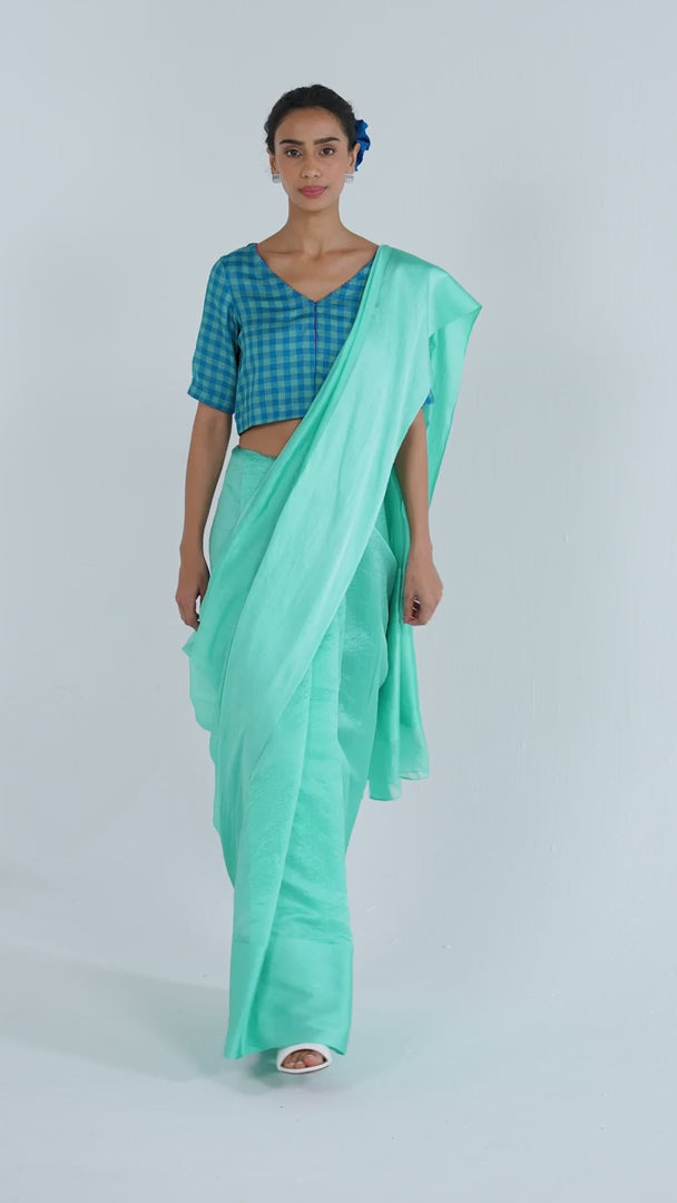 Infinite Grace Blue Saree