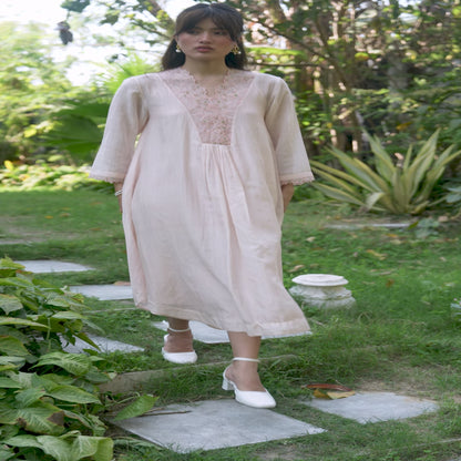 English Morning Pink Embroidered Dress