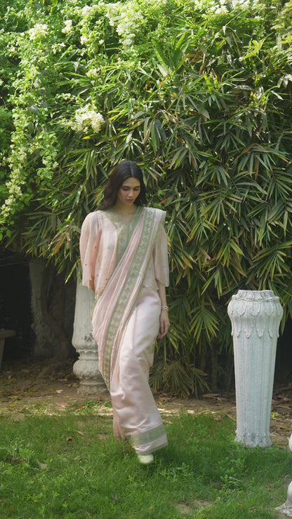 Fern Line Pink Embroidered Saree