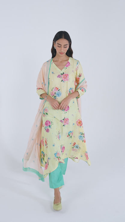 Kindred Petals Yellow Kurta Set