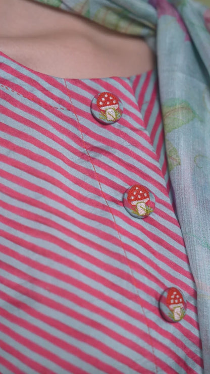 Dappled Red Striped Kurta Set