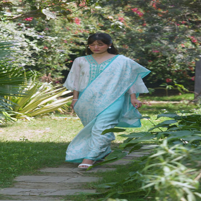 Once-Upon-a-Garden Blue Saree