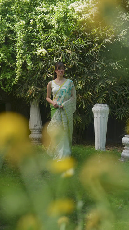 Water-to-Wood Ivory Jamdani Saree
