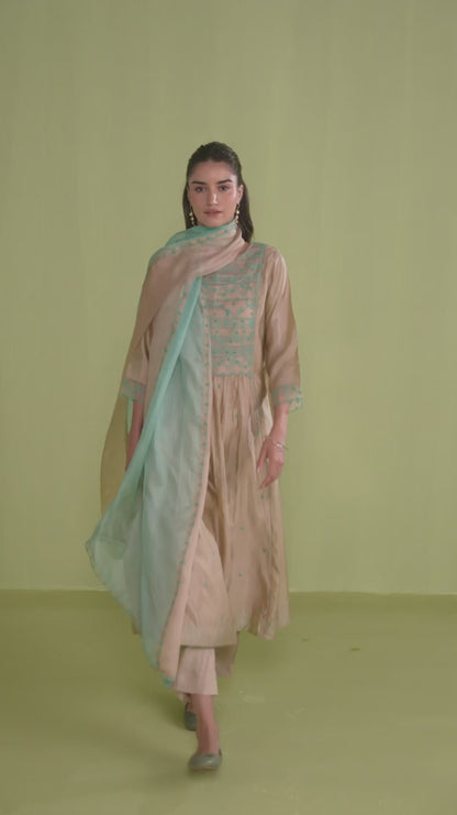 Woodland Stories Embroidered Beige Kurta Set