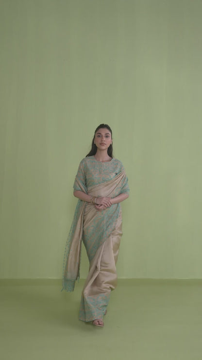 Woodland Stories Embroidered Beige Saree