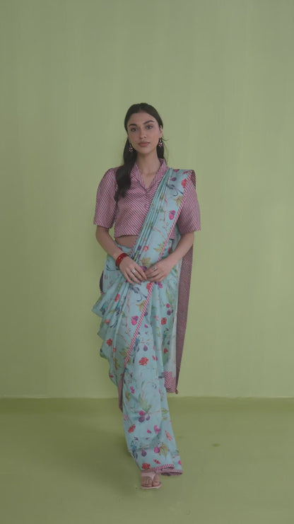 Fig &amp; Fable Blue Saree