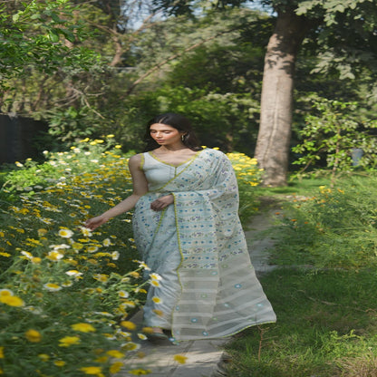Hidden Orchard Ivory Saree