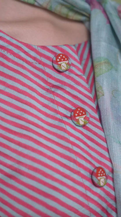 Dappled Red Striped Kurta Set