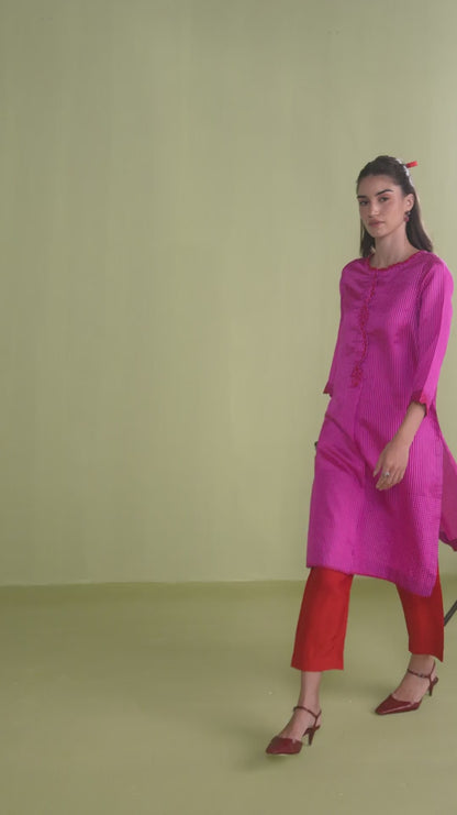 Rhythm &amp; Rhyme Embroidered Pink Kurta Set