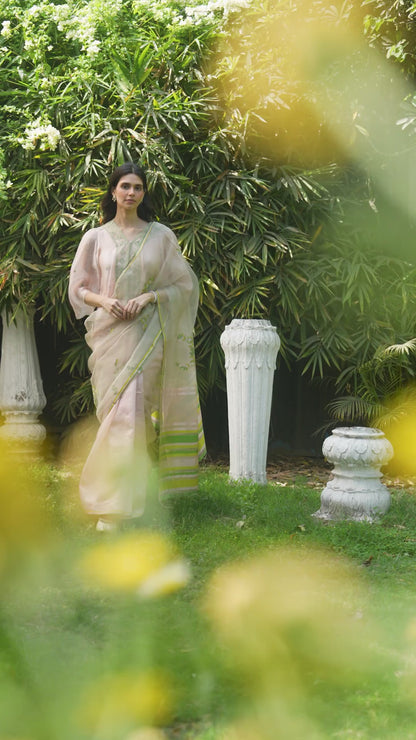 Blush &amp; Berry Pink Jamdani Saree