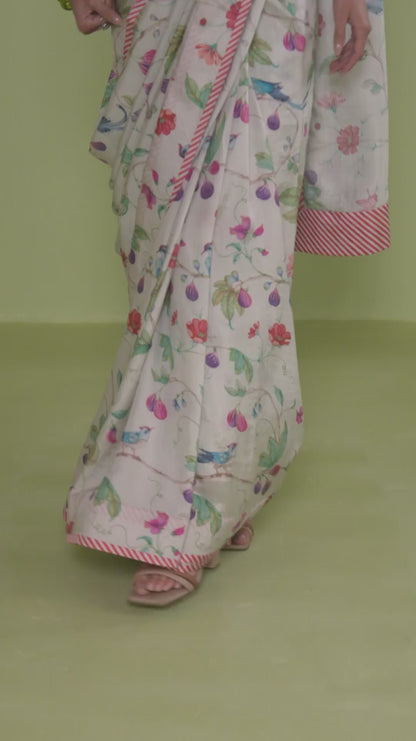 Fig &amp; Fable Ivory Saree