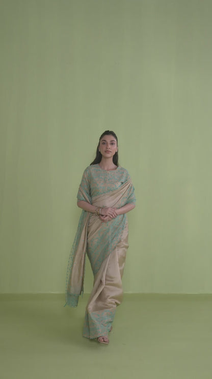 Woodland Stories Embroidered Beige Saree