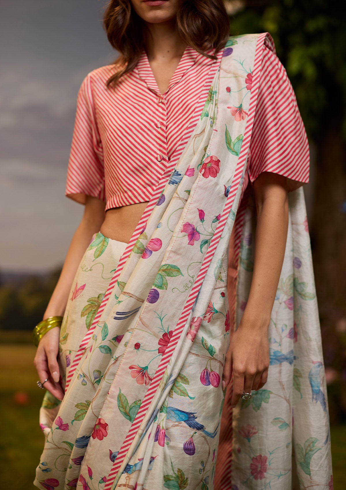 Fig &amp; Fable Ivory Saree