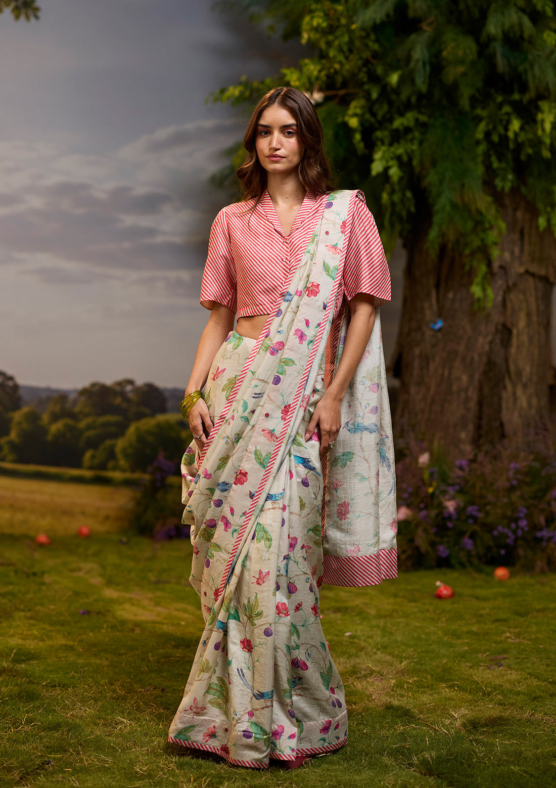 Fig & Fable Ivory Saree