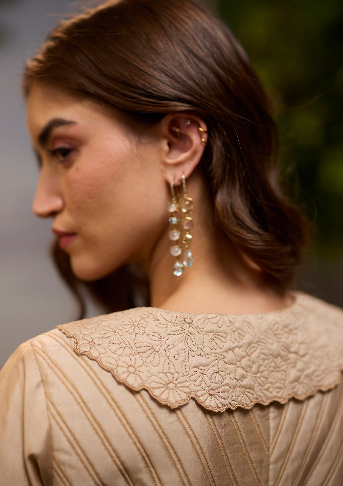Cloudbloom Quilted Beige Blouse