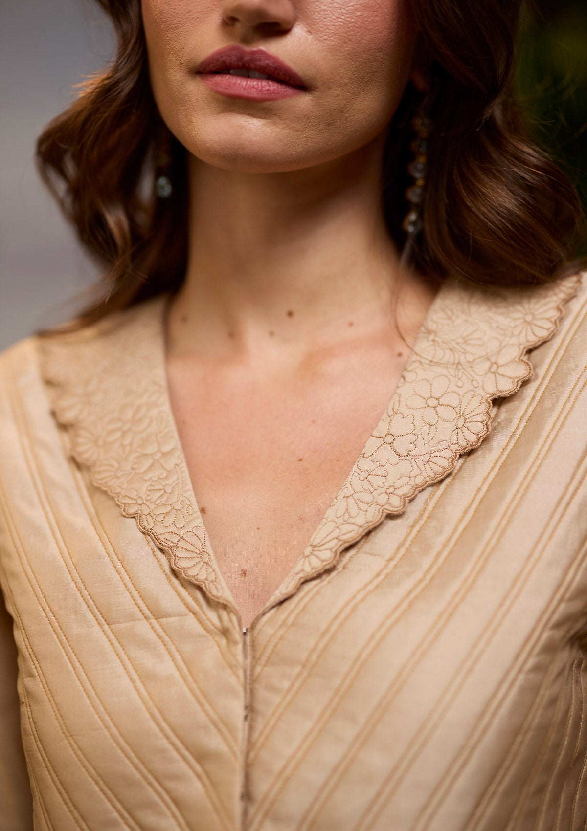 Cloudbloom Quilted Beige Blouse