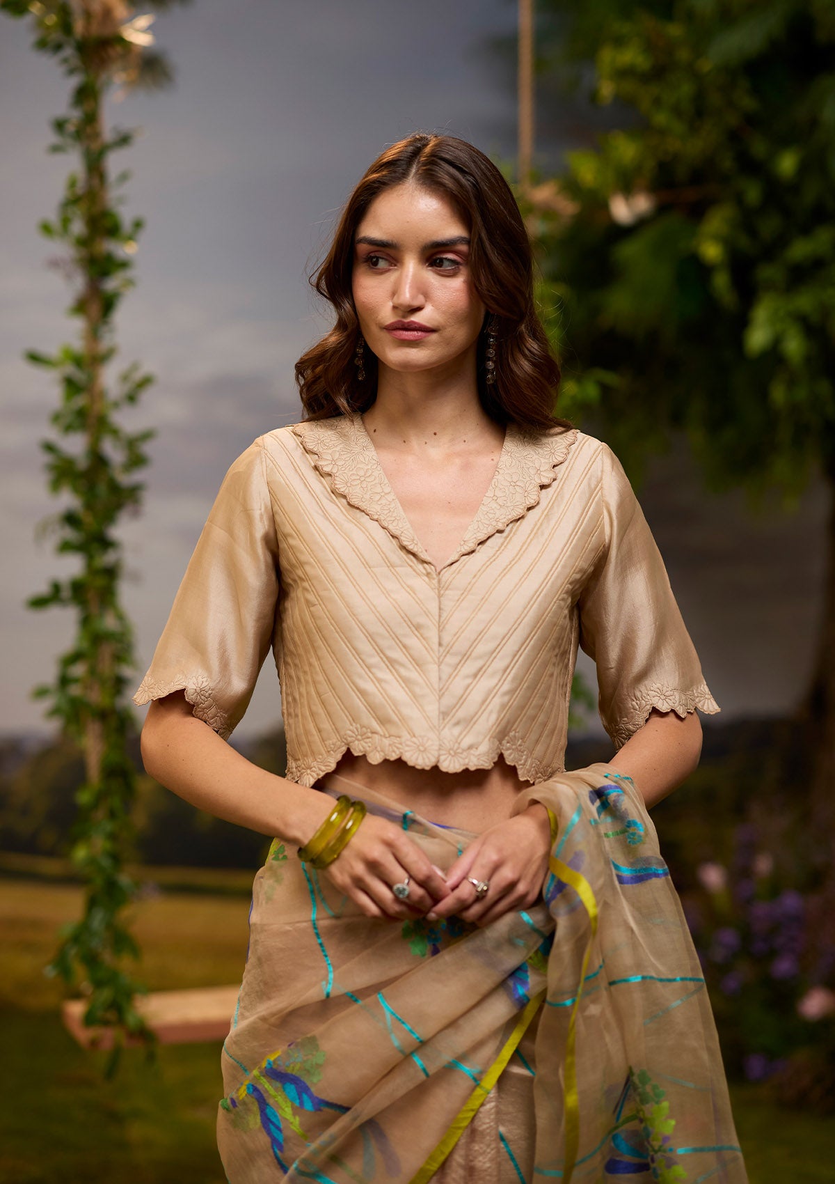 Cloudbloom Quilted Beige Blouse