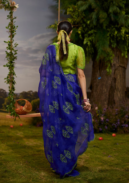 Flutter &amp; Bloom Embroidered Purple Saree
