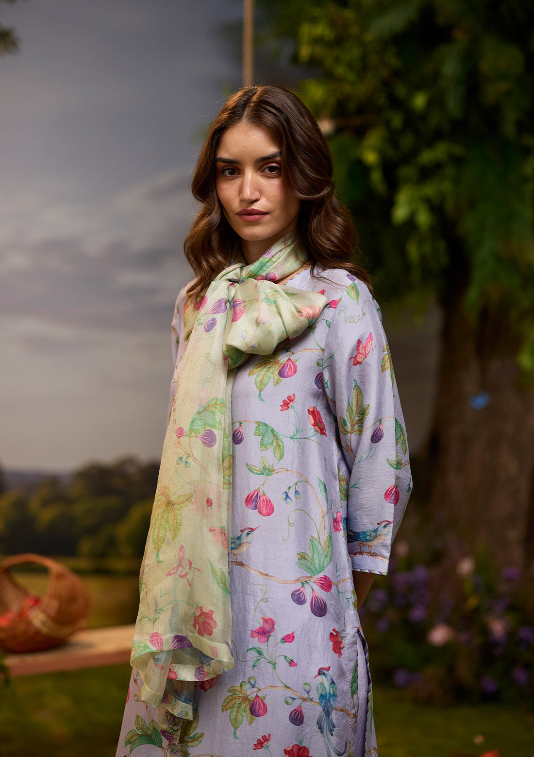 Fig & Fable Green Dupatta