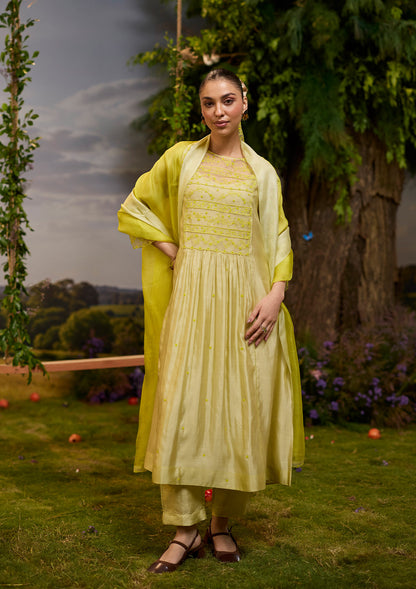 Woodland Stories Embroidered Yellow Kurta Set