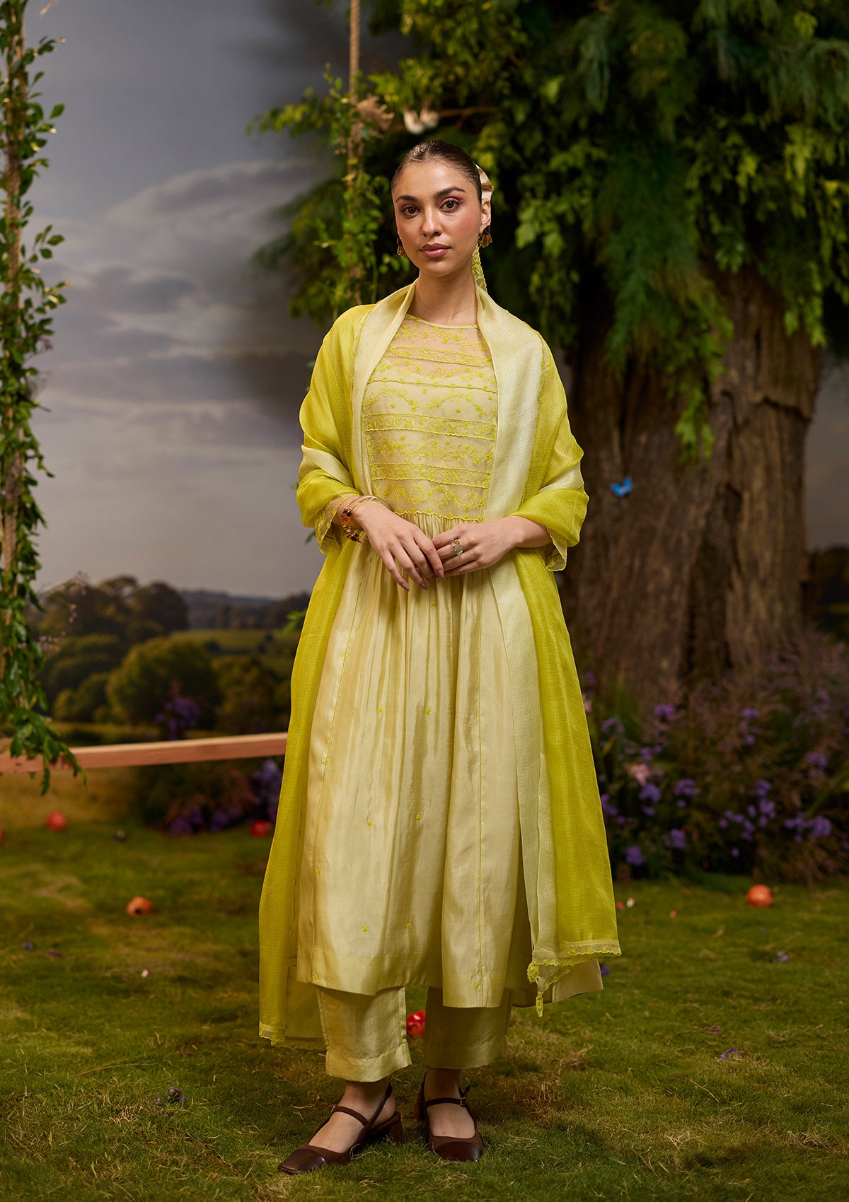 Woodland Stories Embroidered Yellow Kurta Set