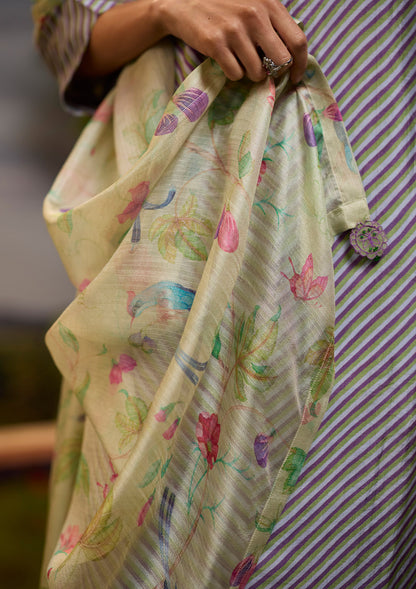 Dappled Violet Striped Kurta Set