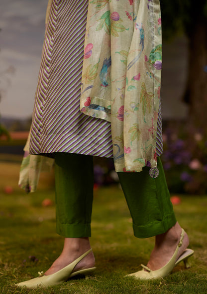 Dappled Violet Striped Kurta Set