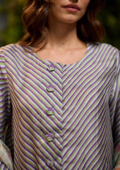 Dappled Violet Striped Kurta Set