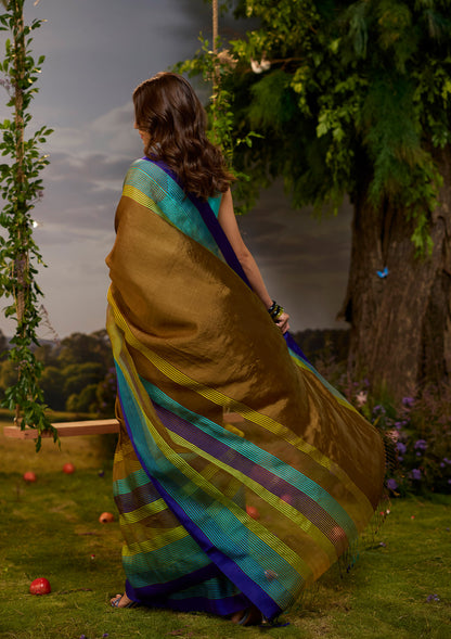 Earth-to-Sky Striped Saree