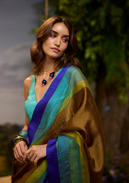 Earth-to-Sky Striped Saree